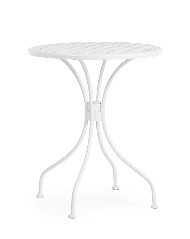 SET TAVOLO DA GIARDINO LIZETTE D.60 + 2 SEDIE LIZETTE CON BRACCIOLI BIANCO