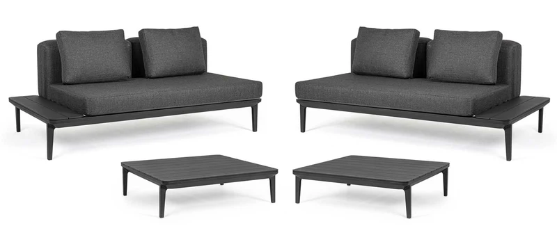 2 DIVANI 2 POSTI LOUNGE MATRIX ANTRACITE + 2 TAVOLINI MATRIX 99X99CM