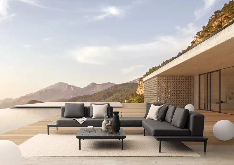 2 DIVANI 2 POSTI LOUNGE MATRIX ANTRACITE + 2 TAVOLINI MATRIX 99X99CM