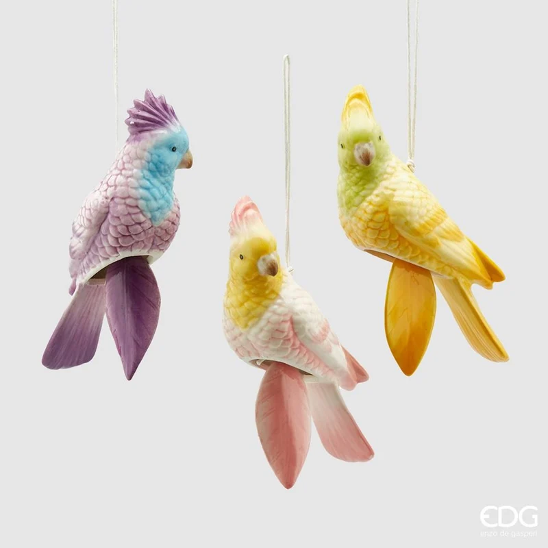 DECORAZIONE 1 PEZZO PAPPAGALLO CON SONAGLIO 20CM EDG