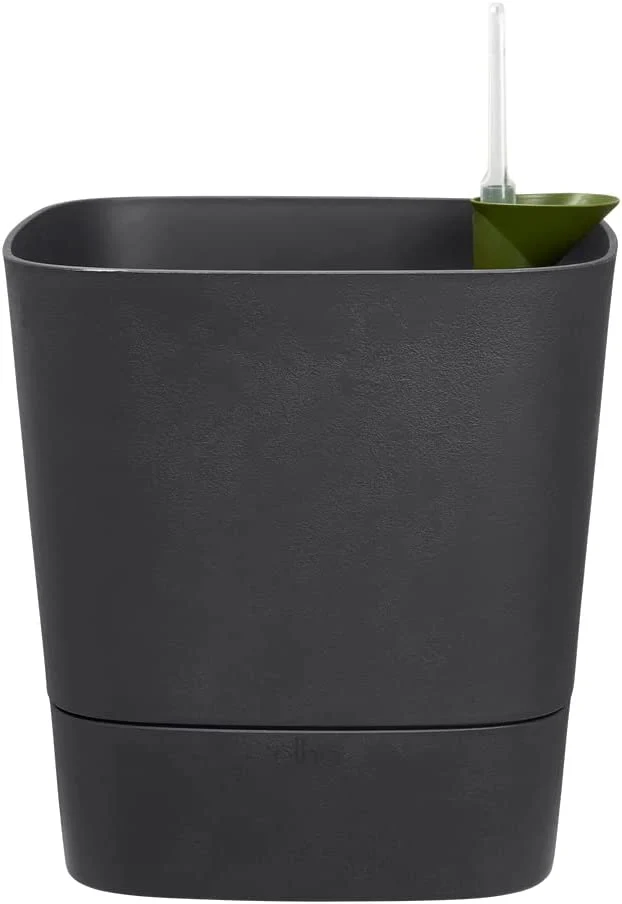 VASO GREENSENSE AQUA CARE SQUARE 38CM CHARCOAL GREY GRIGIO SCURO