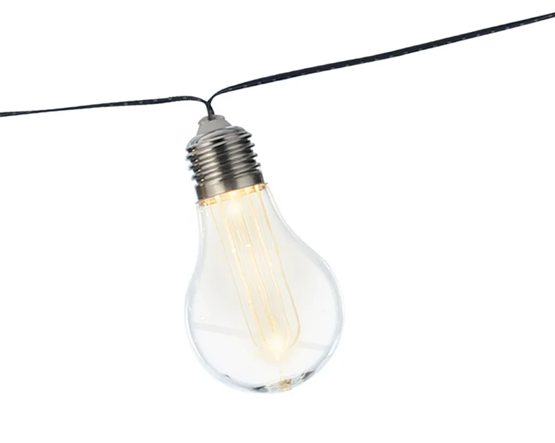 CATENA SOLARE LUMINOSA CON LAMPADINE TRASPARENTI 4.5 METRI