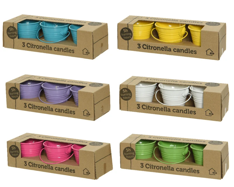 3 CANDELE ALLA CITRONELLA COLORE ASSORTITO