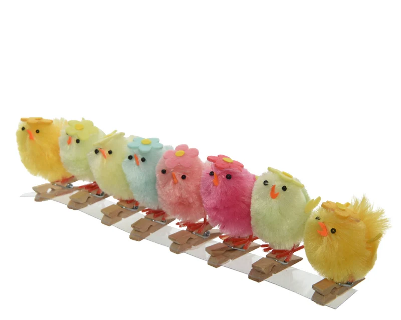 8 MOLLETTE CLIP CON PULCINI COLORATI