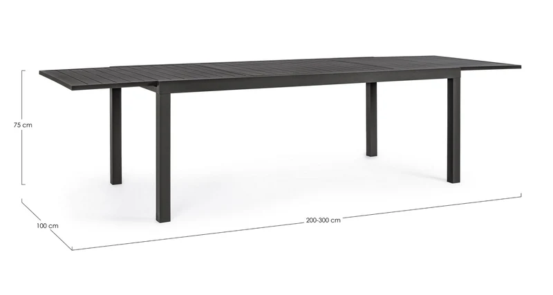 TAVOLO ALLUNGABILE HILDE 200-300X100 CM ANTRACITE