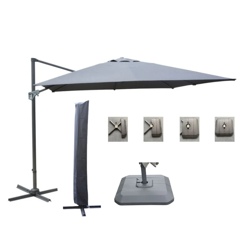 OMBRELLONE NH ORIENTABILE/RETRATTILE 3X3 GRIGIO + TELO E BASE