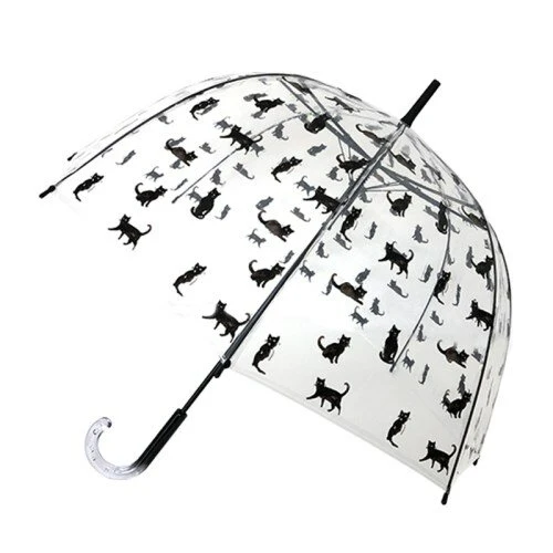 OMBRELLO TRASPARENTE CON GATTI NERI - LONG CAT BLACK