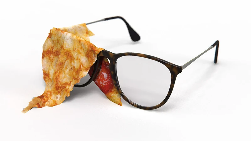 PANNO SALVIETTA PER PULIRE GLI OCCHIALI A FORMA DI TRANCIO DI PIZZA